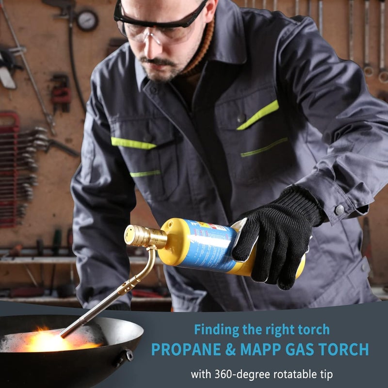 TAUSOM Propane Mapp Gas Torch Head 360° Rotatable Nozzle, Plumbing Torch Heat Adjustable Fuel by Propane Mapp Map-Pro Canisters, High Intensity, Brass Pressure Regulator - Image 5